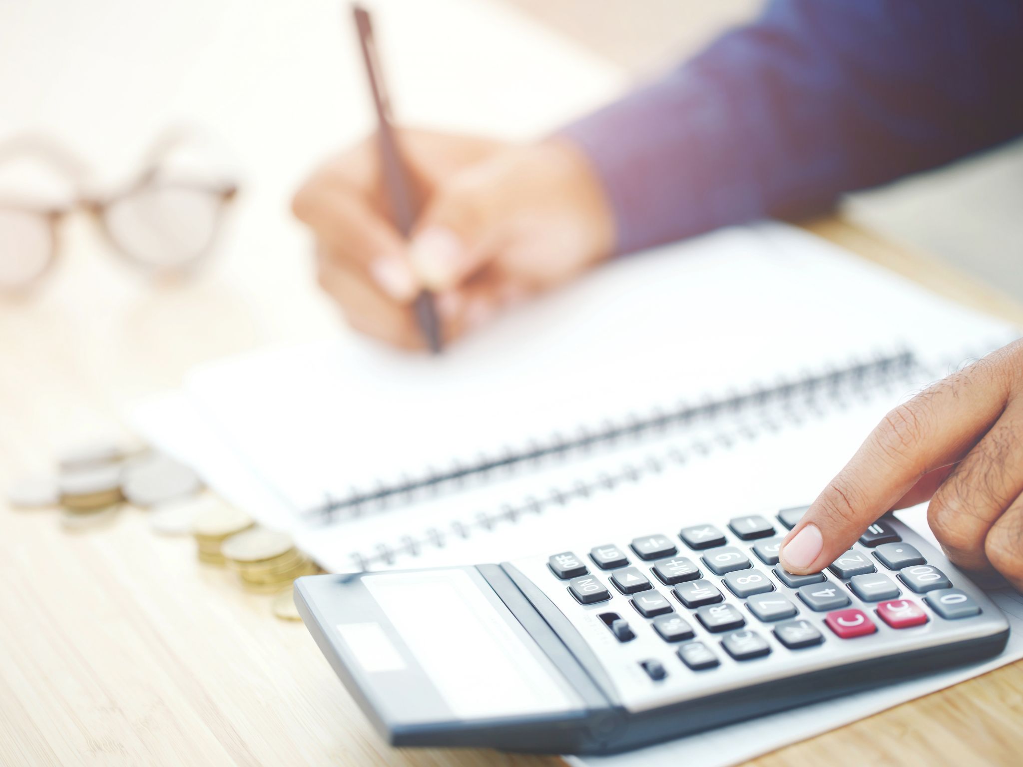 Calculations being made on calculator